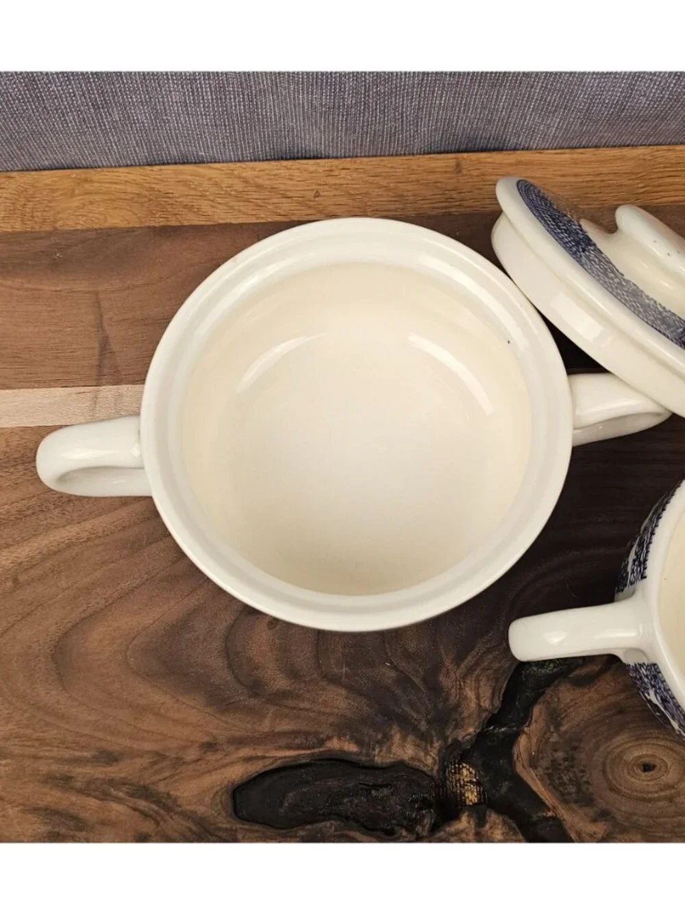 Blue & White Willow Pattern Creamer & Sugar Bowl Set Vintage Ceramic With Lid